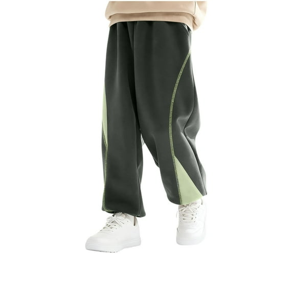 SERTG Boys Color Block Jogger Pants Loose Fit Outdoor Fashion Casual Spring Summer Breathable Trousers for Kids(Gray,11-12 Years)