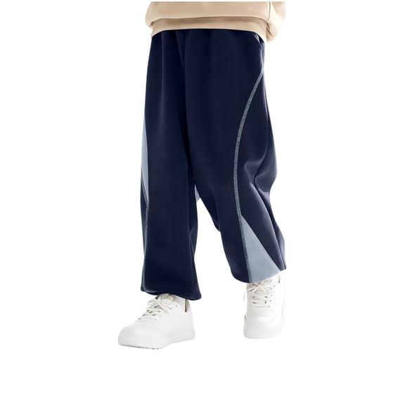 SERTG Boys Color Block Jogger Pants Loose Fit Outdoor Fashion Casual Spring Summer Breathable Trousers for Kids(Navy,3-4 Years)