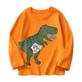 thumbnail image 1 of SERTG Boys Dinosaur Graphic Print Shirt Loose Long Sleeve Round Neck Spring Fall Active Playwear Top for Boys 3-9 Years(Orange,7 Years), 1 of 8