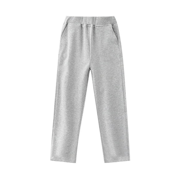 SERTG Boys' Fall Winter Long Pants Fashion Soft Solid Color Straight Leg Casual Sports Pants for Kids 3-15 Years(Gray,12-13 Years)
