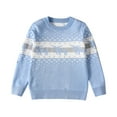 thumbnail image 1 of SERTG Boys and Girls Christmas Knit Sweater Holiday Cute Print Round Neck Cozy Warm Pullover Fall Winter Tops for Children 4-12 Years(Light Blue#1,3 Years), 1 of 8