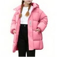 thumbnail image 1 of SERTG Boys Girls Hooded Coat Long Sleeve Mid Length Winter Warm Waterproof Snow Plays Casual Outerwear for Kids Toddler 2-12 Years(Pink,7 Years), 1 of 6