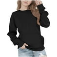 thumbnail image 1 of SERTG Boys Girls Kids Solid Color Round Neck Pullover Long Sleeve Casual Everyday Outerwear Spring Fall Comfortable Tops for Children(Black,13 Years), 1 of 7