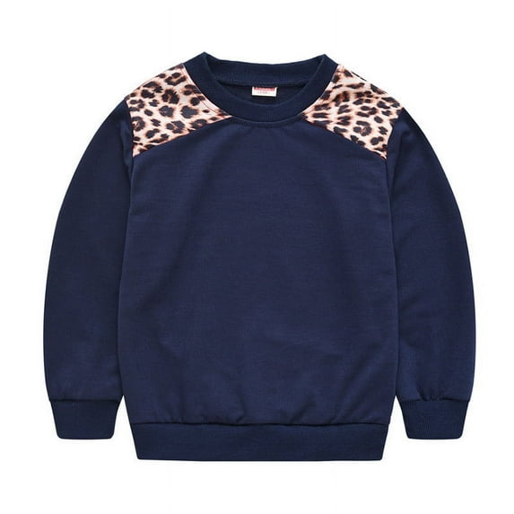 SERTG Boys and Girls Long Sleeve Plaid Print Round Neck T-Shirt Fall Winter Casual Comfortable Pullover Top for Children 1-4 Years(Dark Blue,3-4 Years)