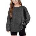 thumbnail image 1 of SERTG Boys Girls Long Sleeve Pullover Hoodless Solid Color Casual Loose Kids Spring Fall Outdoor Top Sweatshirt(Dark Gray#2,14 Years), 1 of 9