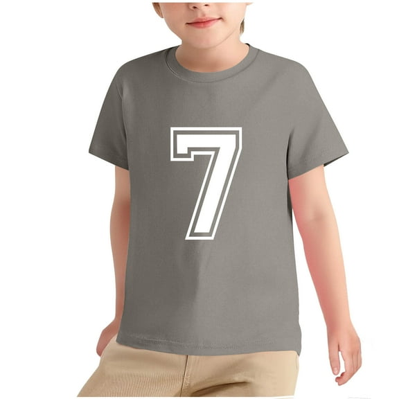 SERTG Boys Girls Short Sleeve T-Shirt Digital Print Round Neck Shirts Kids Fashion Loose Spring Summer Casual Everyday Top(Dark Gray,5-6 Years)