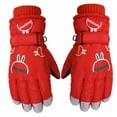 thumbnail image 1 of SERTG Boys Girls Snow Gloves Cute Cartoon Thickened Warmth Insulated Grip Adjustable Wrist Winter Waterproof Kids Skiing Sports Gloves for Children 8-12 Years(Red,One Size), 1 of 9