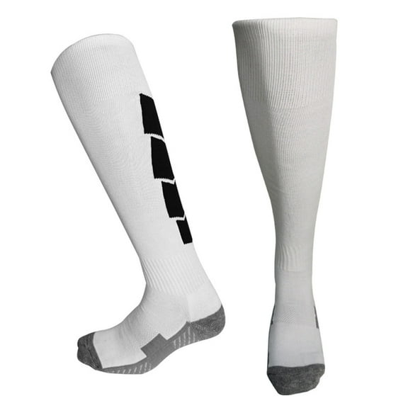 SERTG Boys Girls Soccer Socks Long Knee High Socks Cushioned Anti Slip Grip Fall Winter Thickened Warmth Training Sports Athletic Socks Kids Socks(White,6-13 Years)