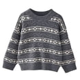 thumbnail image 1 of SERTG Boys Girls Striped Knit Sweater Round Neck Long Sleeve Fashion Comfortable Fall Winter Casual Everyday Top for Kids(Gray,2-3 Years), 1 of 7