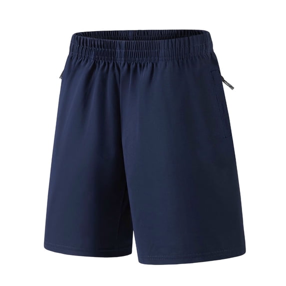 SERTG Boys Shorts Elastic Waist with Zipper Pockets Kids Solid Color Casual Summer Sports Wear Playground Daily Comfort Fit Stretchy Bottom(Blue,9-10 Years)