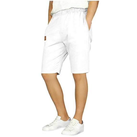 SERTG Boys Shorts Quick-dry Elastic Waist Casual Loose Fit Kids Solid Color Summer Play Comfortable Wear Everyday Running Shorts(White,5-6 Years)