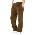 thumbnail image 1 of SERTG Boys Solid Color Jogger Pants Elastic Waist Loose Fit Straight Leg Casual Streetwear Fall Winter Comfortable Kids Trousers(Brown,5-6 Years), 1 of 7