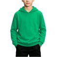thumbnail image 1 of SERTG Boys Solid Pullover Hoodie Long Sleeve Relaxed Fit Kids School Outdoor Casual Fall Winter Plain Hooded Sweatshirt, 1 of 9