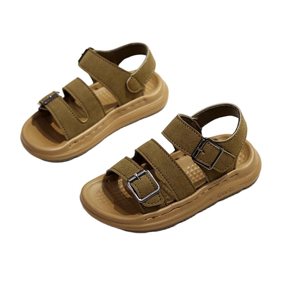 SERTG Boys Summer Beach Sandals Vintage Hook and Loop Print Soft Sole Casual Shoes for Outdoor Activities and Comfortable Footwear(Army Green,2-2.5 Years)