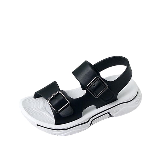 SERTG Boys Summer Non-Slip Beach Sandals Hook and Loop Outdoor Casual Shoes for Active Play and Daily Use Comfortable Walking Footwear for Warm Weather Activities(Black,4-4.5 Years)