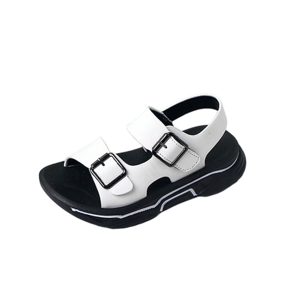 SERTG Boys Summer Non-Slip Beach Sandals Hook and Loop Outdoor Casual Shoes for Active Play and Daily Use Comfortable Walking Footwear for Warm Weather Activities(White,7.5-8.5 Years)