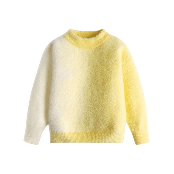 SERTG Boys Sweater Casual Loose Round Neck Long Sleeve Fall Winter Base Shirt with Cute Print for Kids 3-14 Years(Yellow,7 Years)