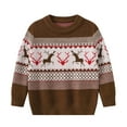 thumbnail image 1 of SERTG Boys and Girls Christmas Knit Sweater Holiday Cute Print Round Neck Cozy Warm Pullover Fall Winter Tops for Children 4-12 Years(Coffee,4 Years), 1 of 9