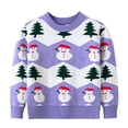 thumbnail image 1 of SERTG Boys and Girls Christmas Knit Sweater Holiday Cute Print Round Neck Cozy Warm Pullover Fall Winter Tops for Children 4-12 Years(Purple,4 Years), 1 of 3