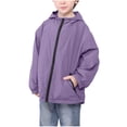thumbnail image 1 of SERTG Boys and Girls Fall Jacket Hooded Zip Front Fashion Fitted Lightweight Packable Active Outerwear for Children 2-10 Years(Purple,6-7 Years), 1 of 6