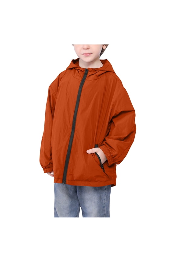 Boys and Girls Fall Jacket Hooded Zip Front Fashion Fitted Lightweight Packable Active Outerwear for Children 2-10 Years(Red,9-10 Years)