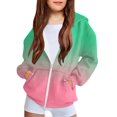 thumbnail image 1 of SERTG Boys and Girls Hooded Jacket Zipper Front Long Sleeve Sporty Casual Outerwear Top for Children 4-12 Years(Green,8 Years), 1 of 8
