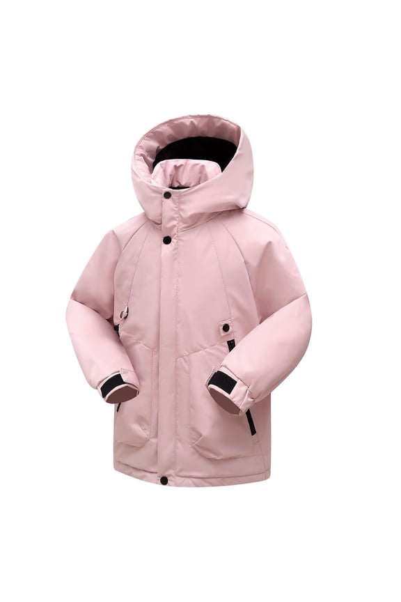 Boys and Girls Light Thermal Insulated Jacket Long Sleeve Comfortable Fitted Outerwear for Big Kids 7-17 Years(Pink,7-8 Years)