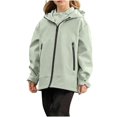 thumbnail image 1 of SERTG Boys and Girls' Solid Color AllWeather Active Jacket Hooded Zip-Front Long Sleeve Versatile Outerwear for Kids 3-15 Years(Green,14 Years), 1 of 8