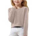 thumbnail image 1 of SERTG Boys and Girls Solid Color High Neck Knit Sweater Fall Winter Casual Warm Comfortable Tops for Children 6-15 Years(Khaki#1,8-9 Years), 1 of 7