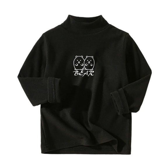 SERTG Boys and Girls Solid Color Knit Sweater Long Sleeve Round Neck Fall Winter Keep Warm Knitwear Top for Children 1-8 Years(Black,2 Years)