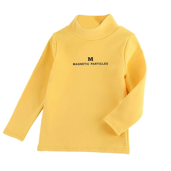 SERTG Boys and Girls Solid Color Knit Sweater Long Sleeve Round Neck Fall Winter Keep Warm Knitwear Top for Children 2-14 Years(Yellow,9 Years)
