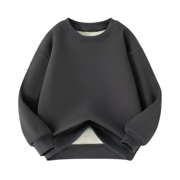 SERTG Boys and Girls Solid Color Knit Sweater Long Sleeve Round Neck Fall Winter Keep Warm Knitwear Top for Children 3-14 Years(Dark Gray,5 Years)