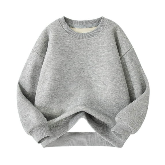 SERTG Boys and Girls Solid Color Knit Sweater Long Sleeve Round Neck Fall Winter Keep Warm Knitwear Top for Children 3-14 Years(Gray,3 Years)