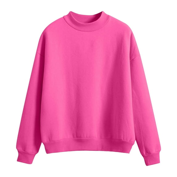 SERTG Boys and Girls Solid Color Knit Sweater Long Sleeve Round Neck Fall Winter Keep Warm Knitwear Top for Children 5-15 Years(Hot Pink,14 Years)