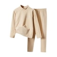 thumbnail image 1 of SERTG Boys and Girls Solid Color Underwear Set Seamless Thermal Tops and Pants Fall Winter Two Piece Set for Children 1-14 Years(Beige,6 Years), 1 of 3