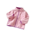 thumbnail image 1 of SERTG Boys and Girls Solid Jacket Zip Front Long Sleeve Non Hooded Thermal Lined Outerwear for Children 2-12 Years(Pink,9-10 Years), 1 of 5