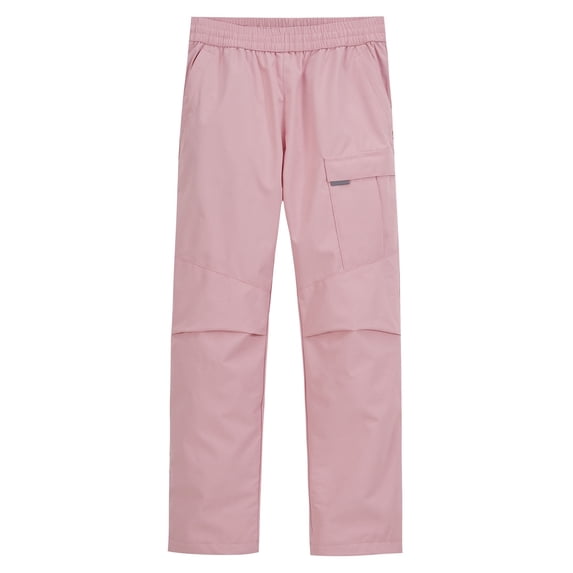 SERTG Boys and Girls Winter Pants Solid Color Elastic Waist Warm Pants Waterproof and Velvet Skiing Long Pants for Kids 5-15 Years(Pink,5-6 Years)