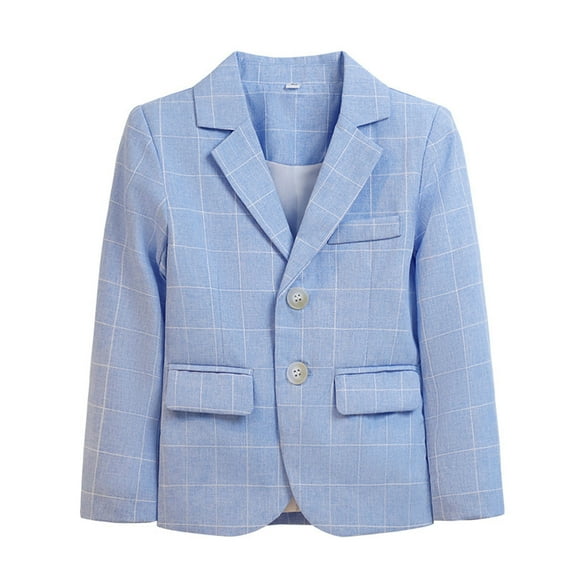 SERTG Child' Blazer Jacket Casual Slim Fit Single Breasted Kids Solid Color Long Sleeve Pocket Jacket for Child Formal Sport Suit Coat for Party Wedding(Blue#4,2-3 Years)