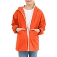 thumbnail image 1 of SERTG Child Child Oversized Full Zip Hoodie Casual Long Sleeve Raincoat Outerwear Cute Waterproof Rain Jacket with Pockets(Orange#1,6-7 Years), 1 of 8