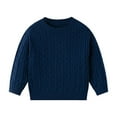 thumbnail image 1 of SERTG Child and Child Sweater Kids Fall Solid Color Plaid Kids Crew Neck Soft Knit Pullover Tops Winter Long Sleeve Round Neck Sweaters(Navy,5-6 Years), 1 of 4