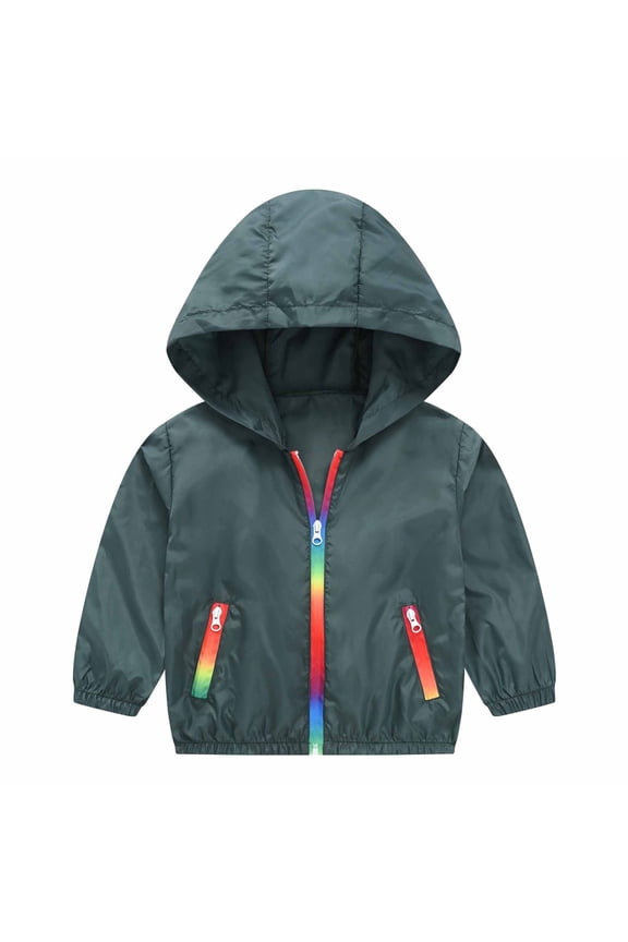 Child and Child Windbreaker Casual Outerwear Kids Lightweight Zip Long Sleeve Hooded Jacket Baby Cute Dust Coat with Pocket for Big Kids(Army Green,10 Years)