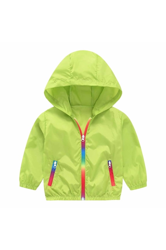 Child and Child Windbreaker Casual Outerwear Kids Lightweight Zip Long Sleeve Hooded Jacket Baby Cute Dust Coat with Pocket for Big Kids(Green,9 Years)