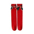 thumbnail image 1 of SERTG Children Christmas Socks Winter Thermal Knee-High Socks with Cute Bow Soft Keep Thick Warm Fashion Kids Socks(Red#1,Free Size), 1 of 3