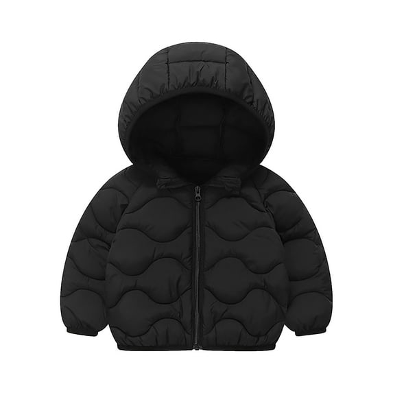SERTG Children Fall Winter Plus Thick Tops Solid Color Small and Medium Sized Hooded Warm Coat with Cute Hat for Kids 1-7 Years (Black#6,3 Years)
