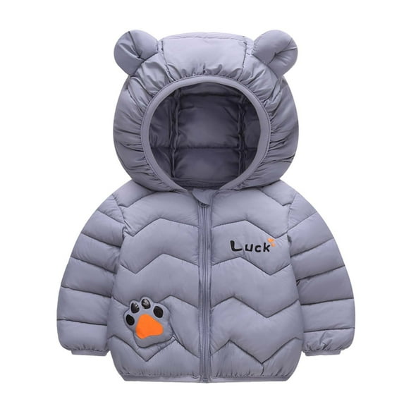 SERTG Children Fall Winter Plus Thick Tops Solid Color Small and Medium Sized Hooded Warm Coat with Cute Hat for Kids 1-7 Years (Blue#1,2 Years)