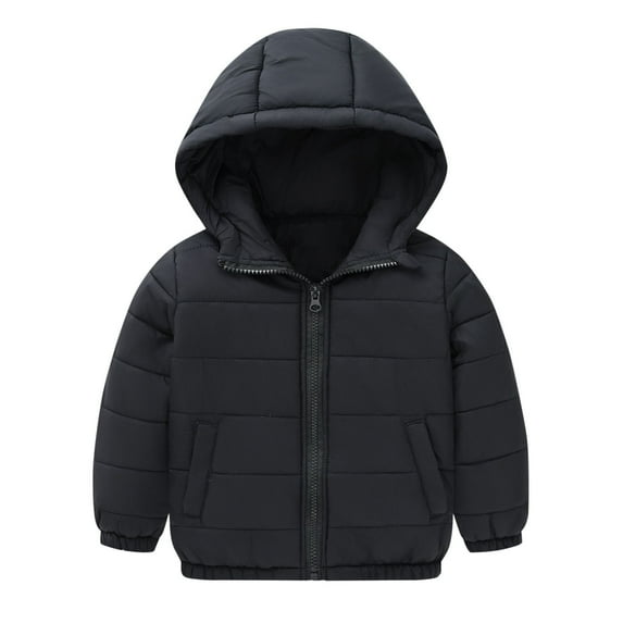 SERTG Children Fashion Solid Color Lightweight Down Coat Long Sleeves Fall Winter Casual Outwear Down Jacket for Kids 3-16 Years (Black#2,3 Years)