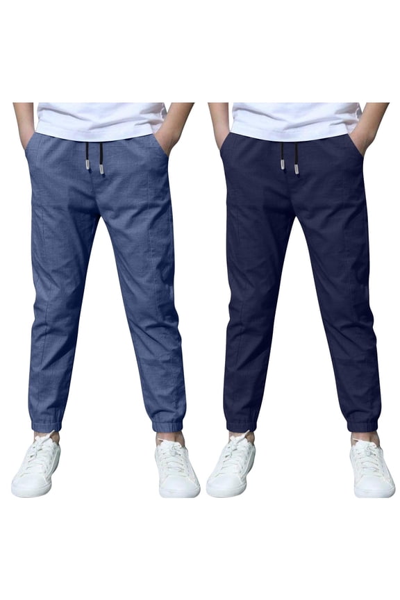 Children Fashiona Bound Feet Activewear Pants Spring Fall Solid Color Loose Outerwear Casual Pants for Kids 4-12 Years(Navy#2,3 Years)