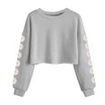 thumbnail image 1 of SERTG Children Fashionable Short Tops Long Sleeves Round Neck Sweatshirt Fall Winter Loose T-shirt with Cute Print for Kids 4-13 Years (Gray,10-11 Years), 1 of 5