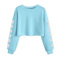 thumbnail image 1 of SERTG Children Fashionable Short Tops Long Sleeves Round Neck Sweatshirt Fall Winter Loose T-shirt with Cute Print for Kids 4-13 Years (Light Blue,10 Years), 1 of 5