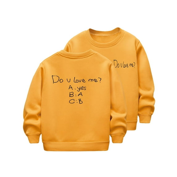 SERTG Children Fleece Lined Long Sleeve Round Neck Pullover Top Casual Comfortable Shirt for Boys and Girls 2-12 Years(Yellow,5 Years)